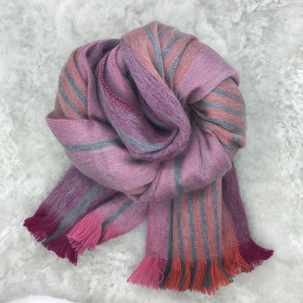 Raspberry Mist Woven Scarf – Living the Dream Alpaca Farm