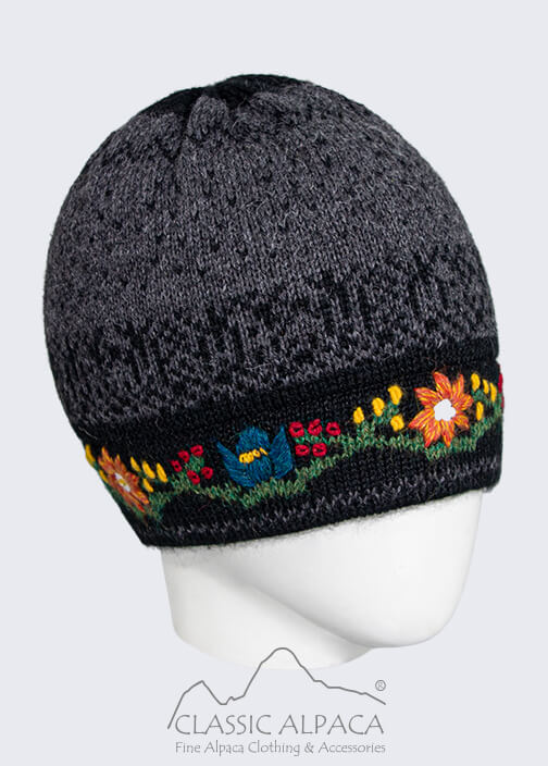 Leaf Embroidered Alpaca Hat (Color Options)