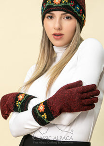 Leaf Embroidered Alpaca Gloves (Color Options)