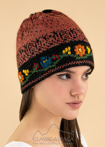 Leaf Embroidered Alpaca Hat (Color Options)