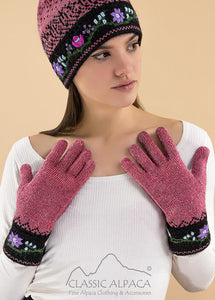 Leaf Embroidered Alpaca Gloves (Color Options)