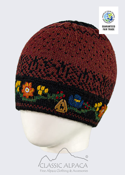 Leaf Embroidered Alpaca Hat (Color Options)