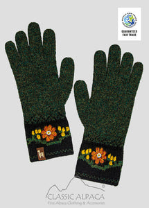 Leaf Embroidered Alpaca Gloves (Color Options)