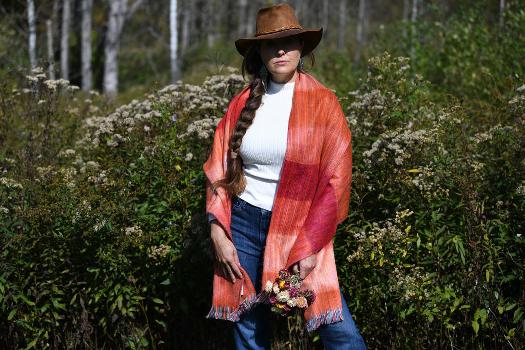 Orange Sherbet Woven Shawl