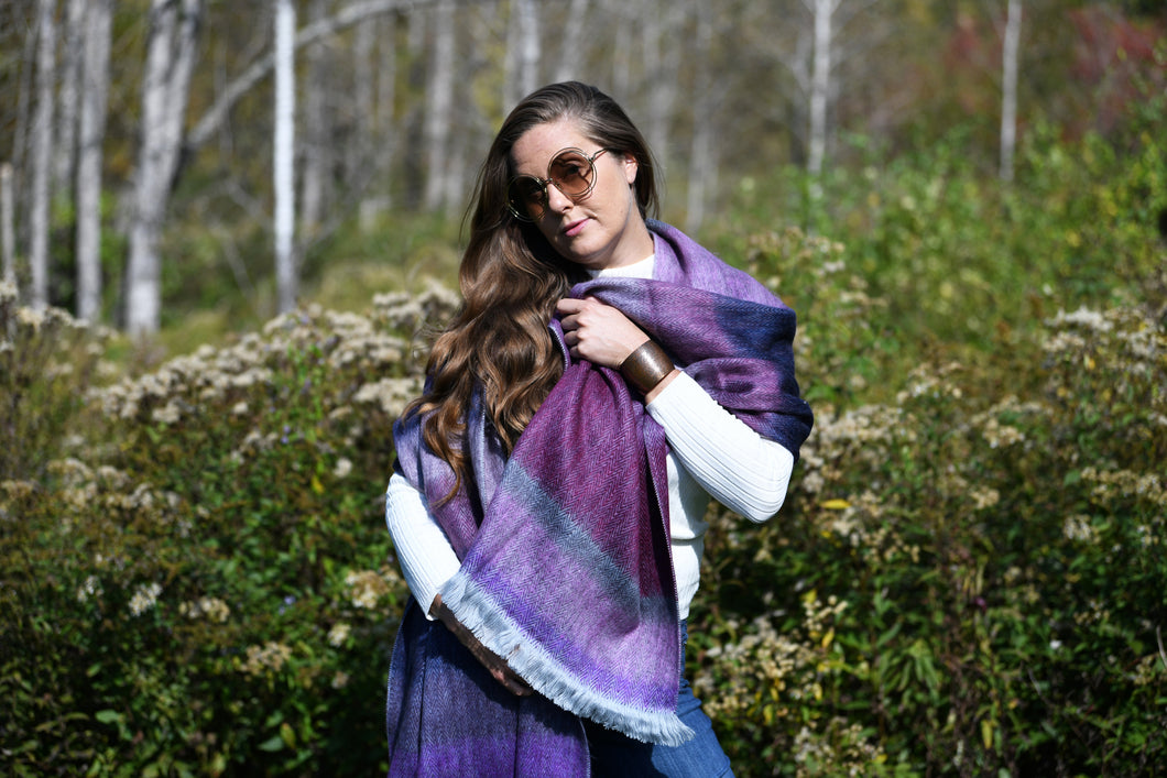 Purple Finch Herringbone Woven Shawl