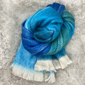 Peacock Herringbone Woven Scarf