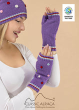 Popcorn Knit Alpaca Fingerless Gloves - Fleece Lining