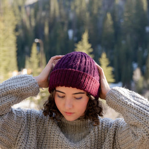 Knitted Reversible Cable Beanie (Color Options)