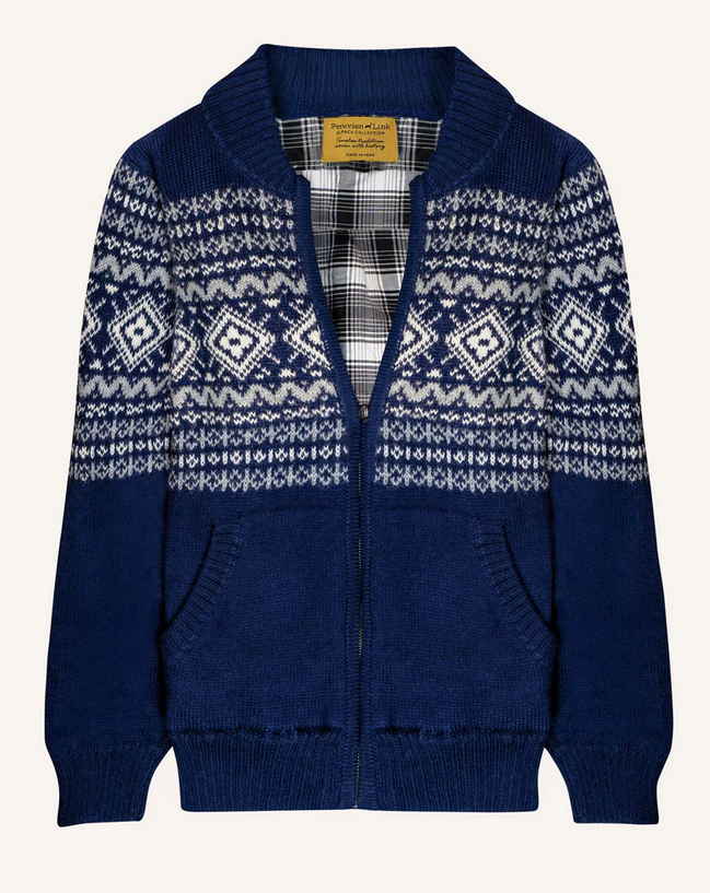 Plaid Lined Alpaca Sweater