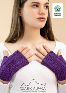 Alpaca Cable Fingerless Gloves (10+ Color Options)