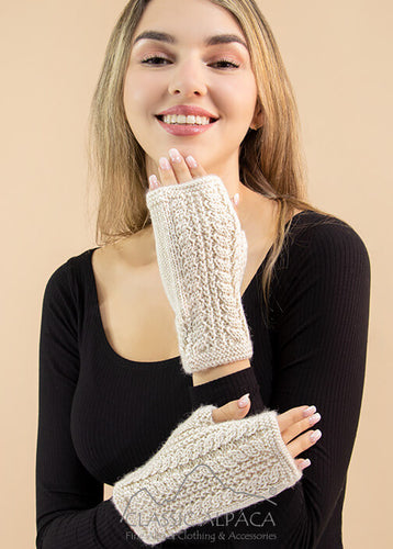 Alpaca Cable Fingerless Gloves (10+ Color Options)