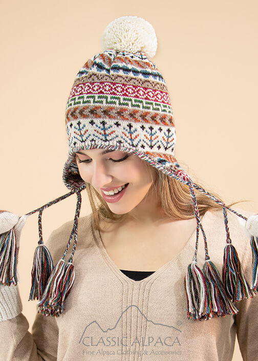 Ethnic pattern Alpaca Hat (Color Options)