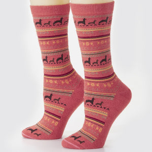 Alpaca Print Crew Socks (8+ Color Options)