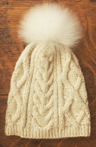 Pom-Pom Cable Alpaca Hat (5+ Color Options)