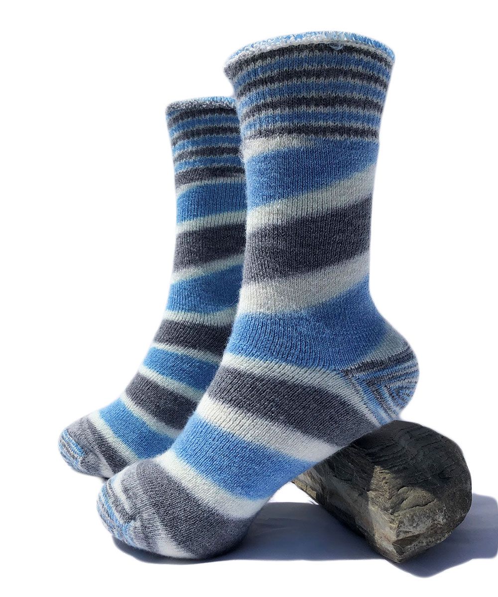 Striped Outdoor Alpaca Sock Blue
