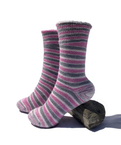 Striped Outdoor Alpaca Sock Pink